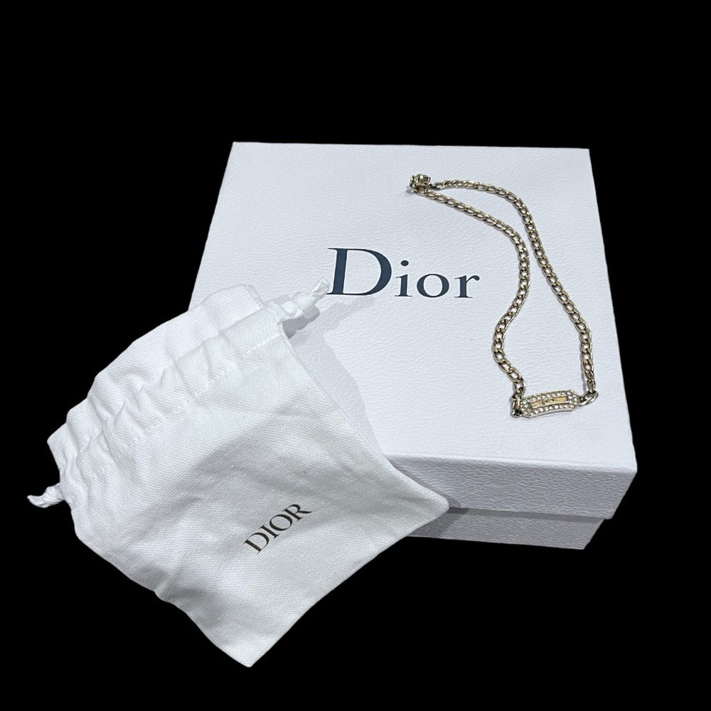 Vintage Christian Dior Crystal & Gold Choker Necklace Made in Germany - Picture 2 of 10